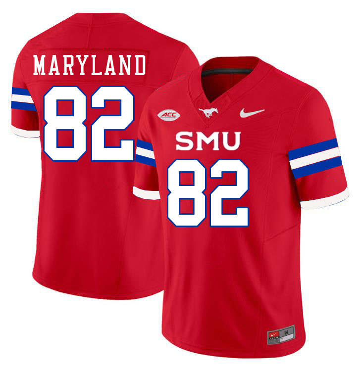 SMU Mustangs #82 RJ Maryland Jersey College Football Uniforms-Red